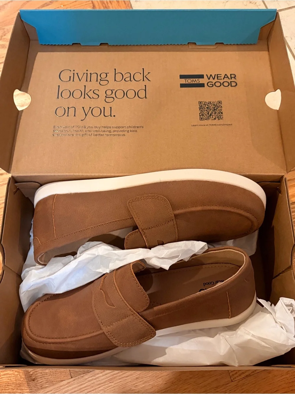 TOMS Kids Brown Slip-On Penny Loafers